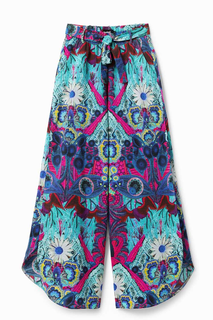 Printed Palazzo Trousers w Slits
