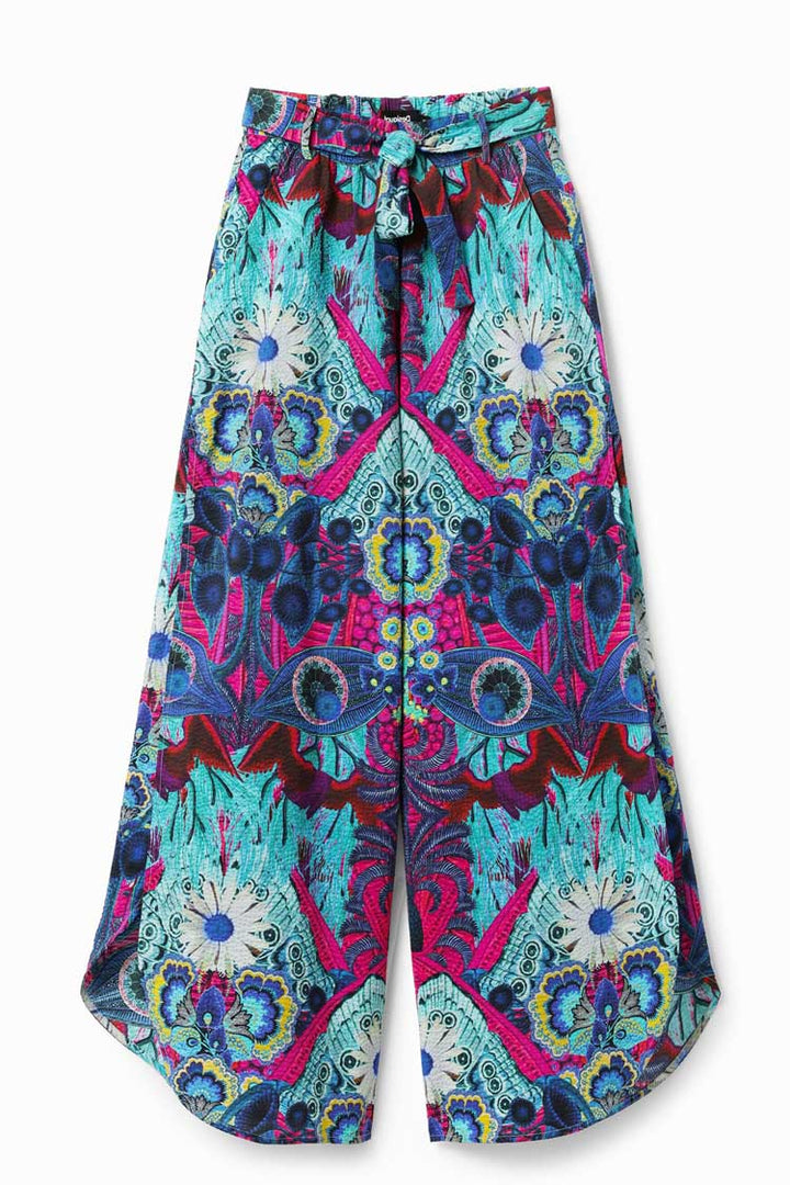 Printed Palazzo Trousers w Slits