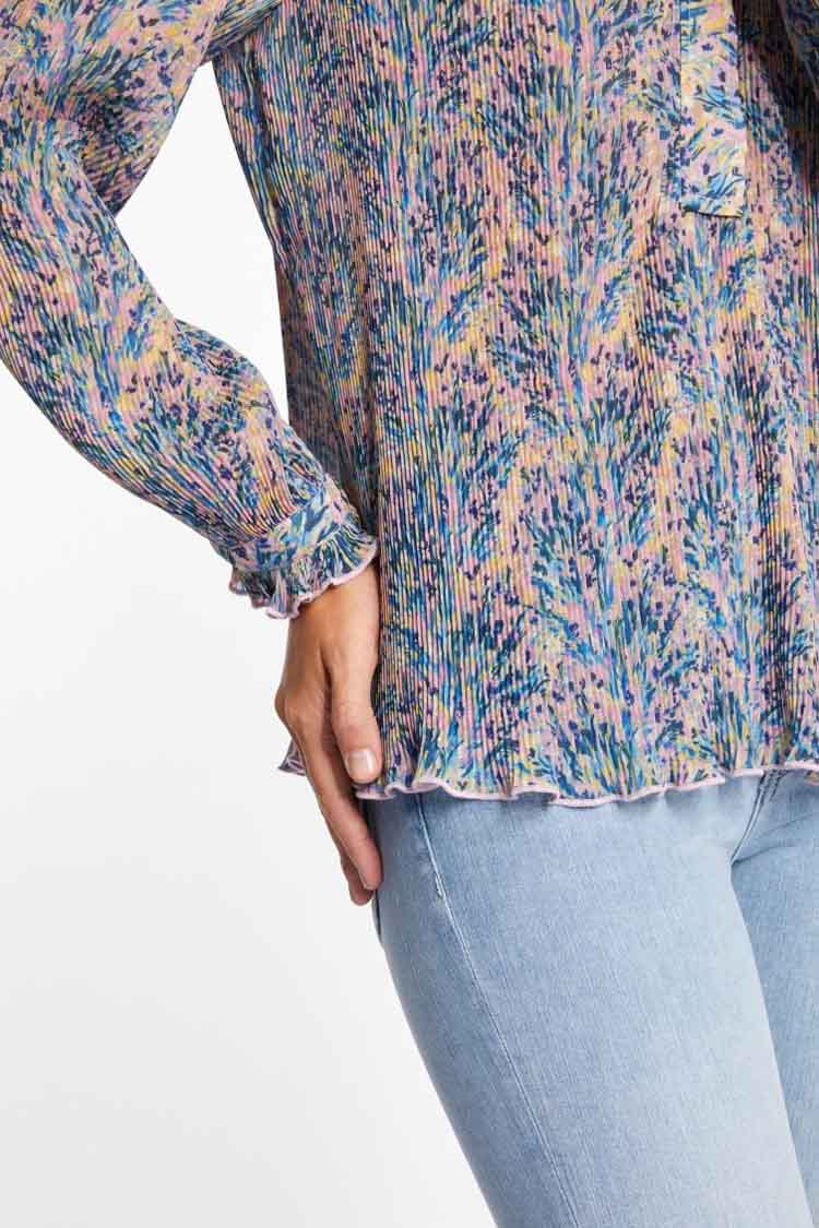 Printed Pleated Blouse in Rose Quartz | FINAL SALE