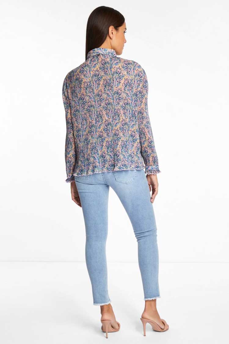 Printed Pleated Blouse in Rose Quartz | FINAL SALE