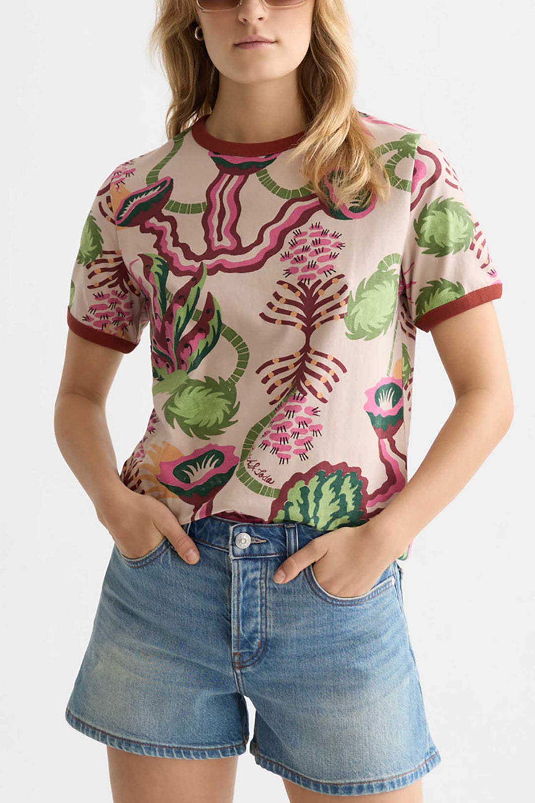 Printed Regular-Fit T-Shirt in Desert Floral Canyon Clay