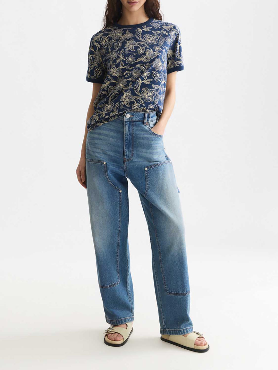 Printed Regular-Fit T-Shirt in Lucky Bandana Dress Blues