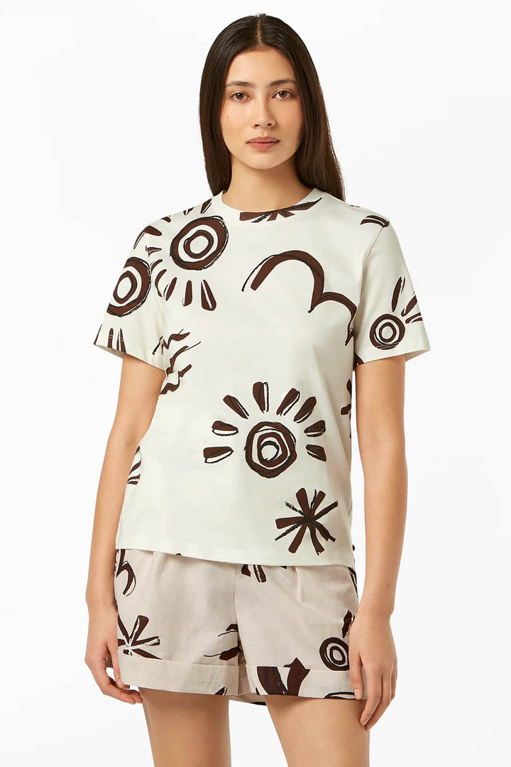 Printed Regular Fit T-Shirt in Inky Sun