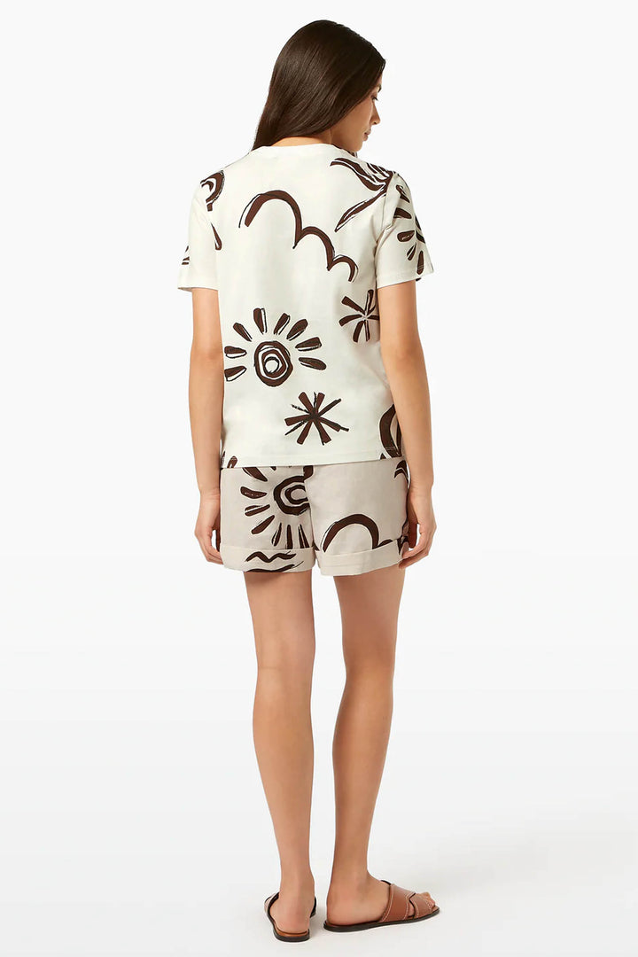 Printed Regular Fit T-Shirt in Inky Sun