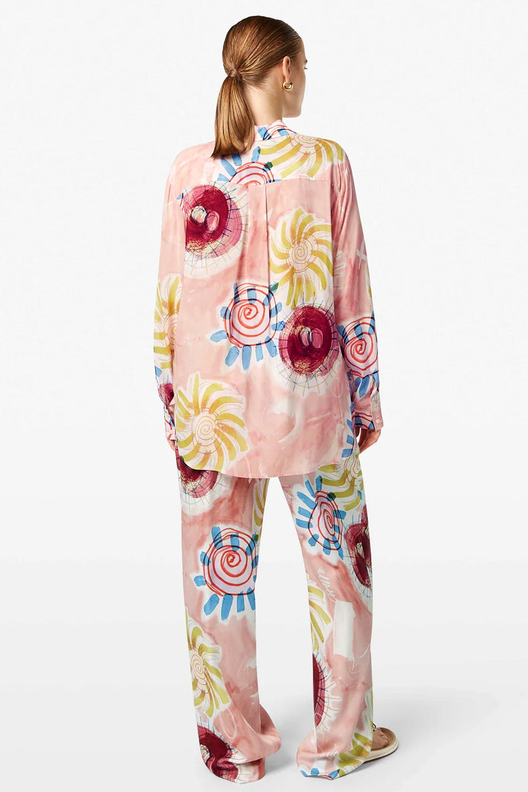 Printed Relaxed Fit Shirt in Abstract Sun Pink