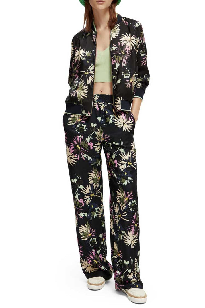Printed Reversible Bomber Jacket in Aster Black