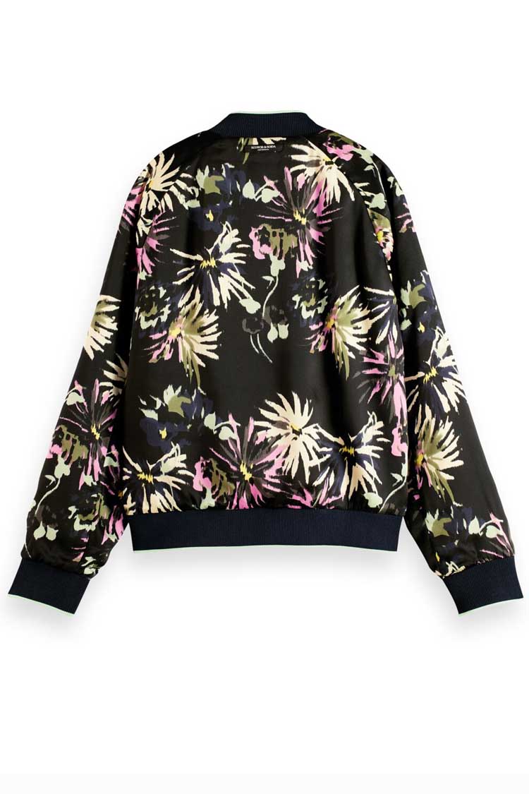 Printed Reversible Bomber Jacket in Aster Black