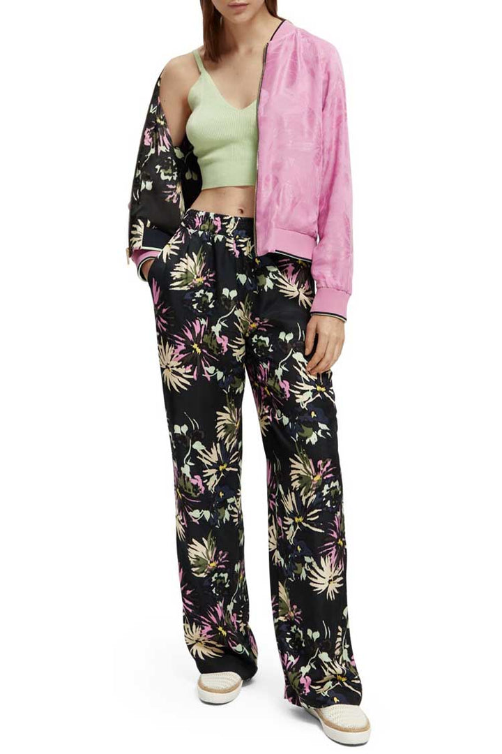 Printed Reversible Bomber Jacket in Aster Black