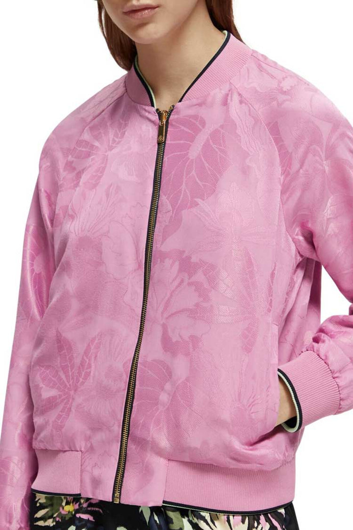 Printed Reversible Bomber Jacket in Aster Black