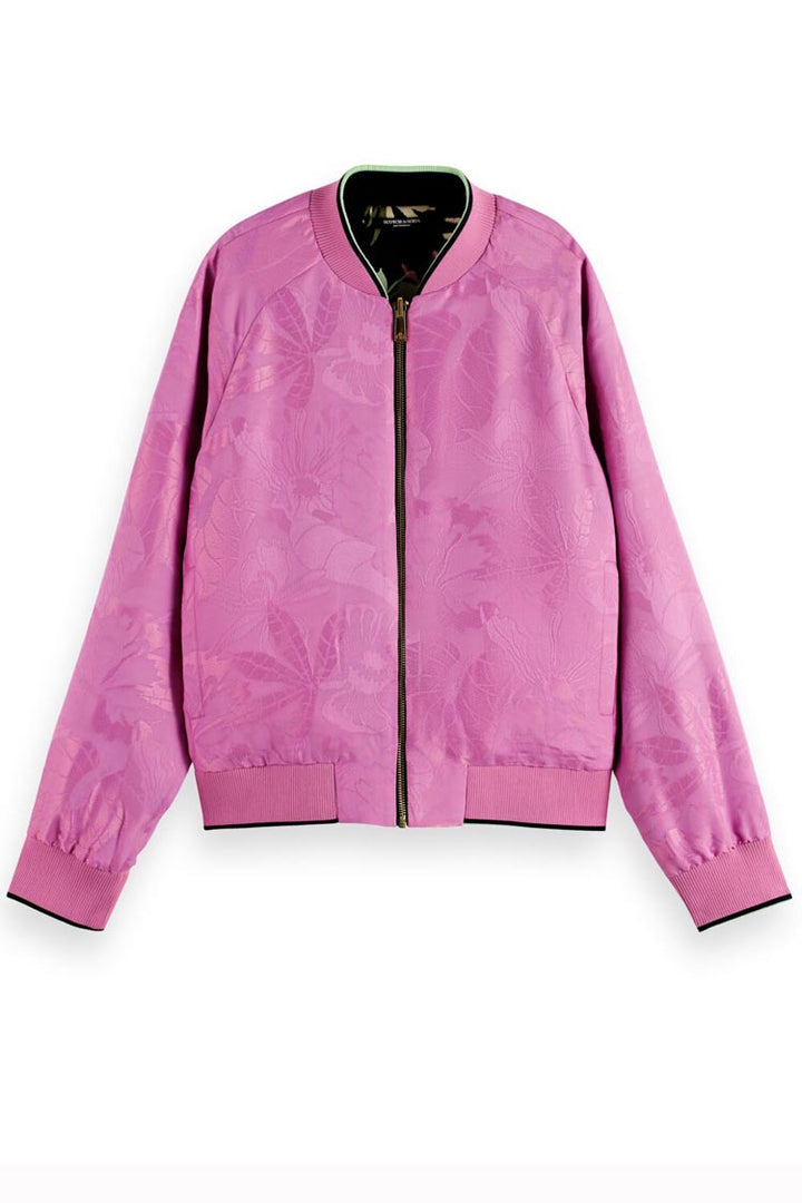 Printed Reversible Bomber Jacket in Aster Black