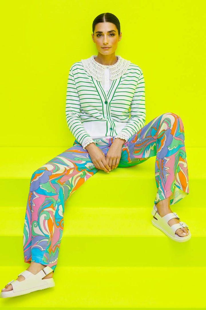Printed Wide Leg Pant in Bouquet Green