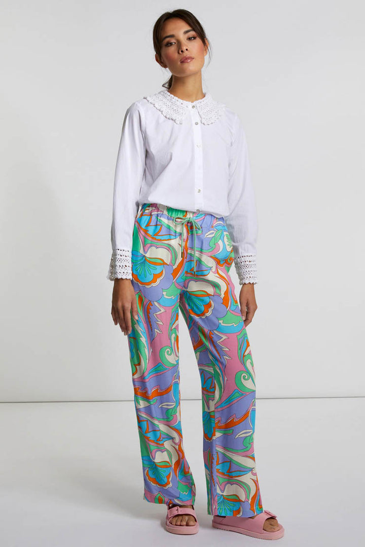 Printed Wide Leg Pant in Bouquet Green