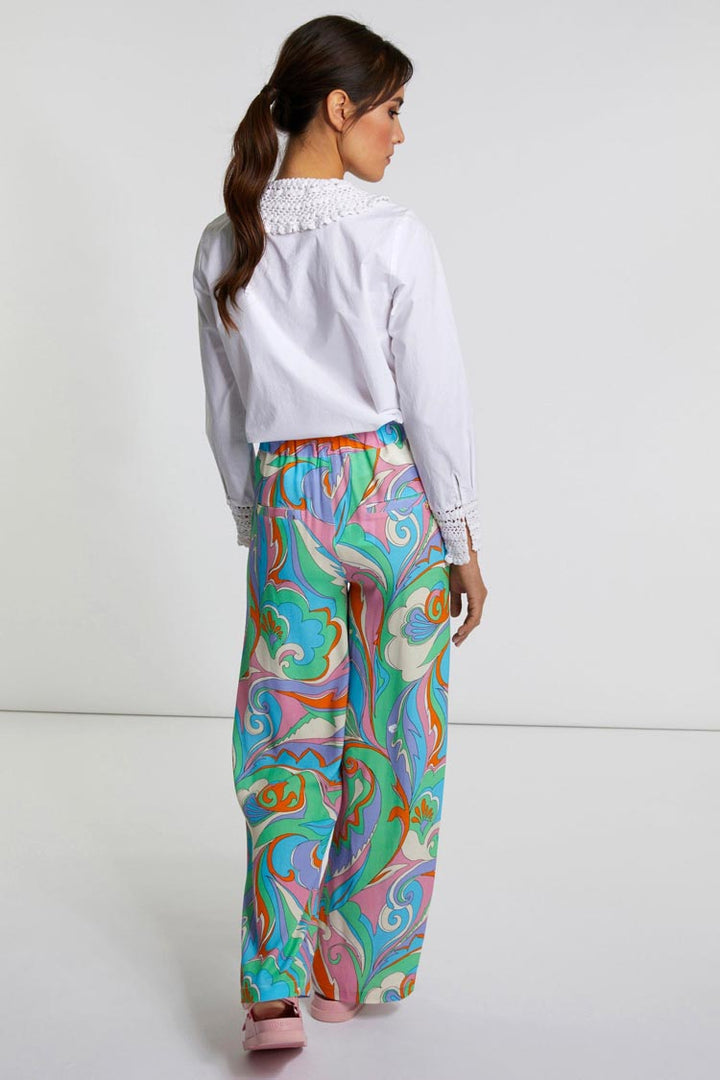 Printed Wide Leg Pant in Bouquet Green