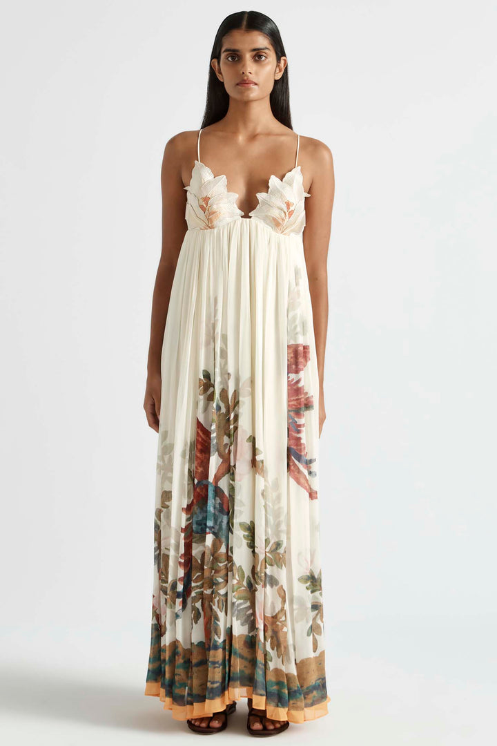 Promises Flower Bust Gown in Gardenia