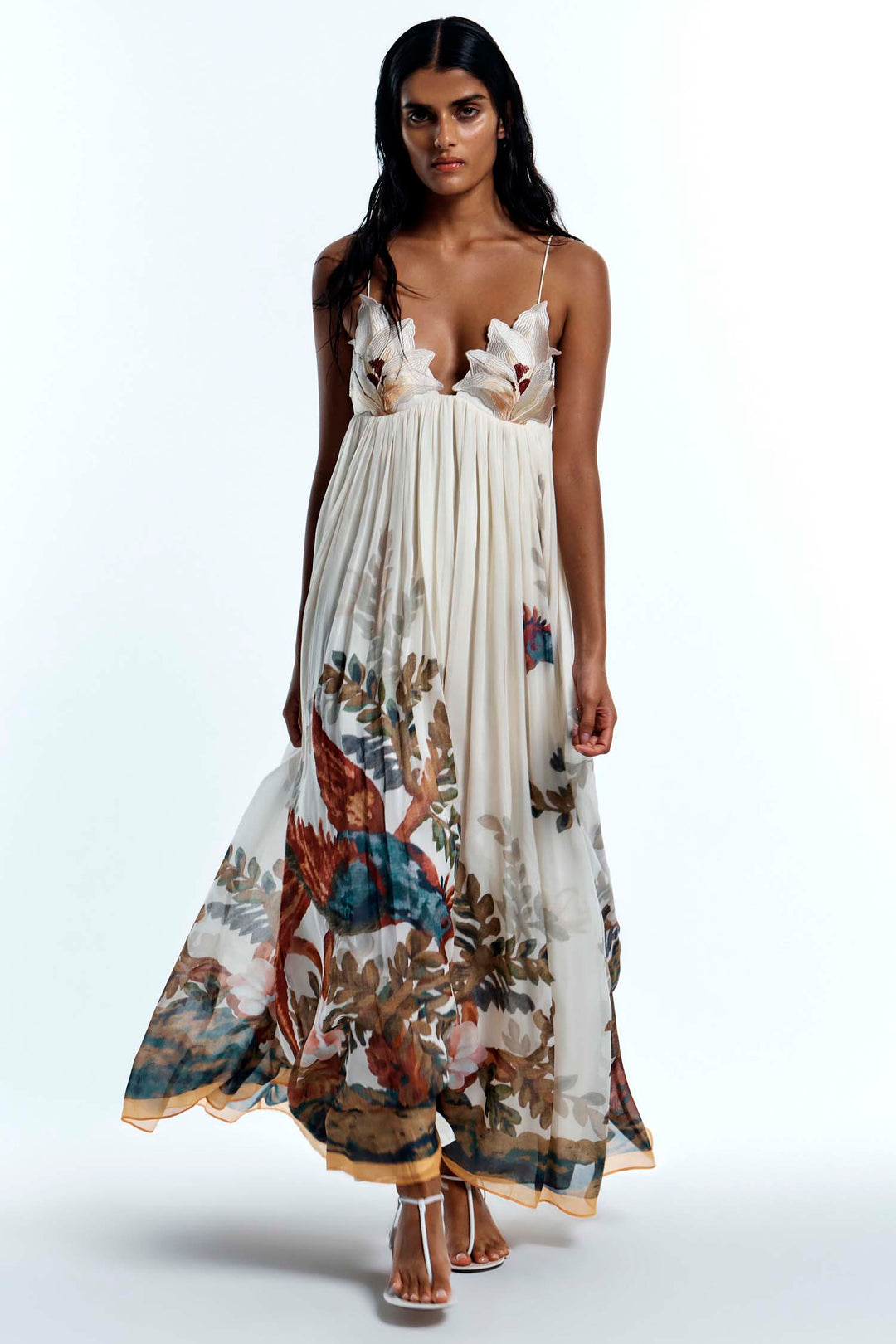 Promises Flower Bust Gown in Gardenia