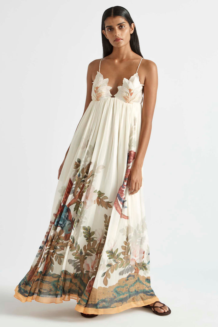 Promises Flower Bust Gown in Gardenia