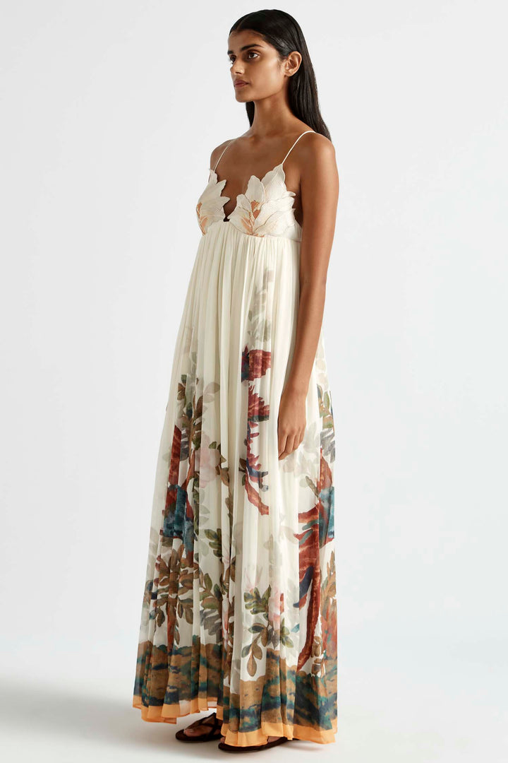 Promises Flower Bust Gown in Gardenia