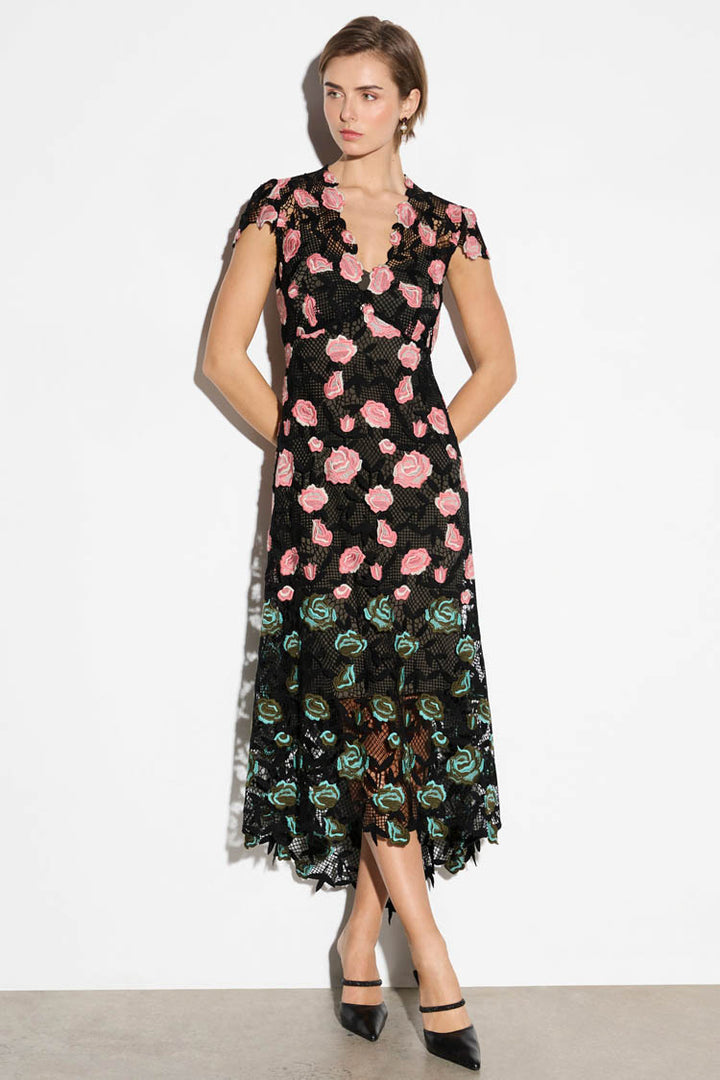 Provence V-Neck Dress in Black