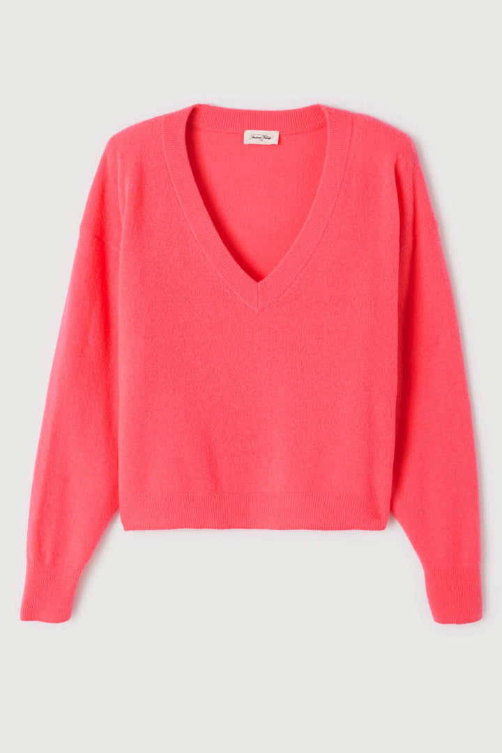 Raxow V-Neck LS Sweater in Fluorescent Hortensia
