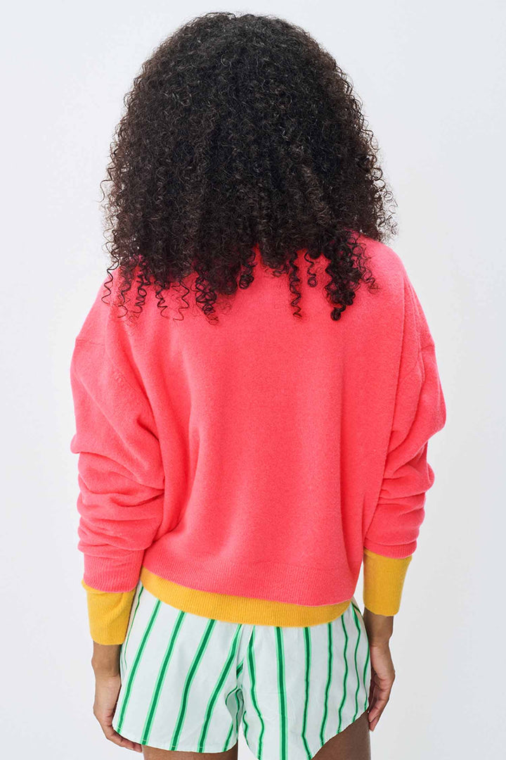 Raxow V-Neck LS Sweater in Fluorescent Hortensia