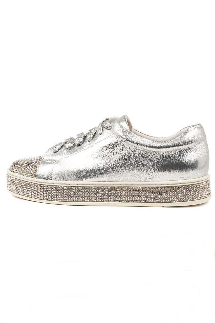 Purity Jewel Leather Sneaker in Silver