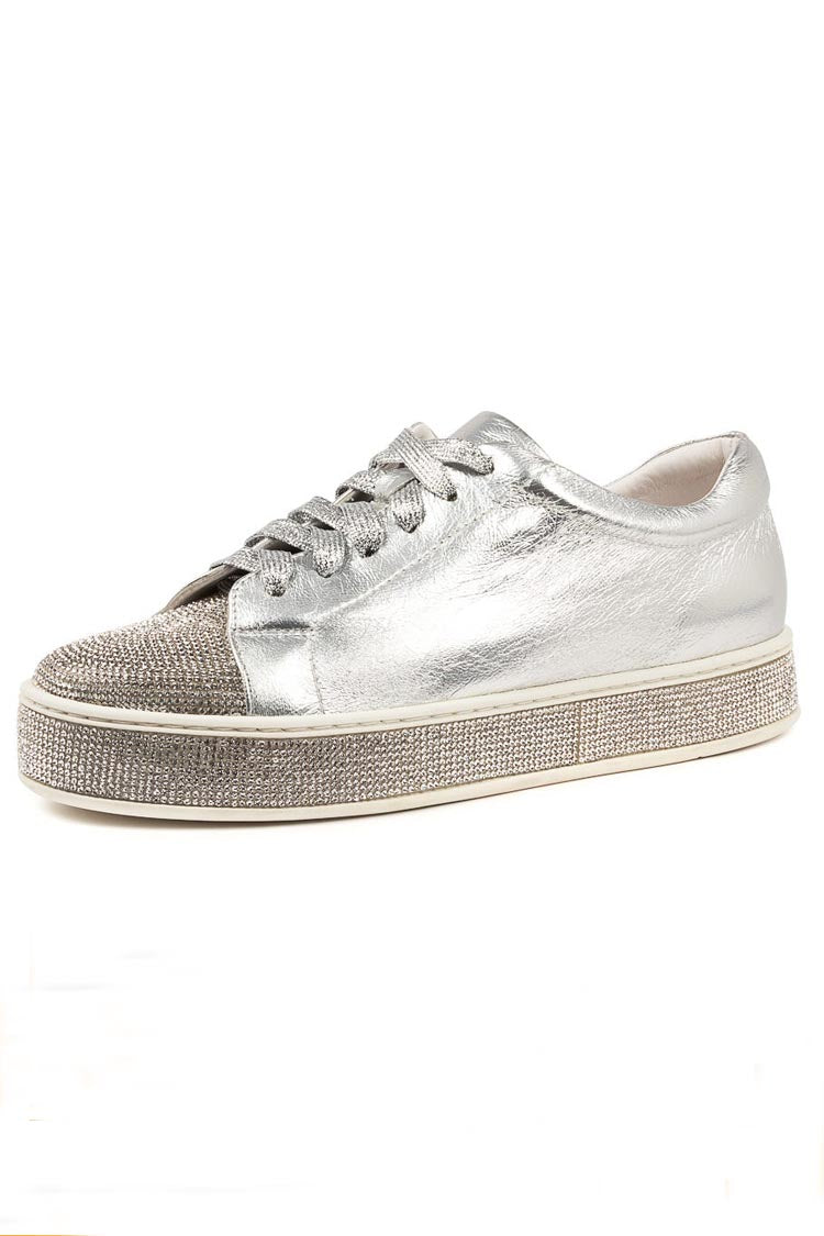 Purity Jewel Leather Sneaker in Silver