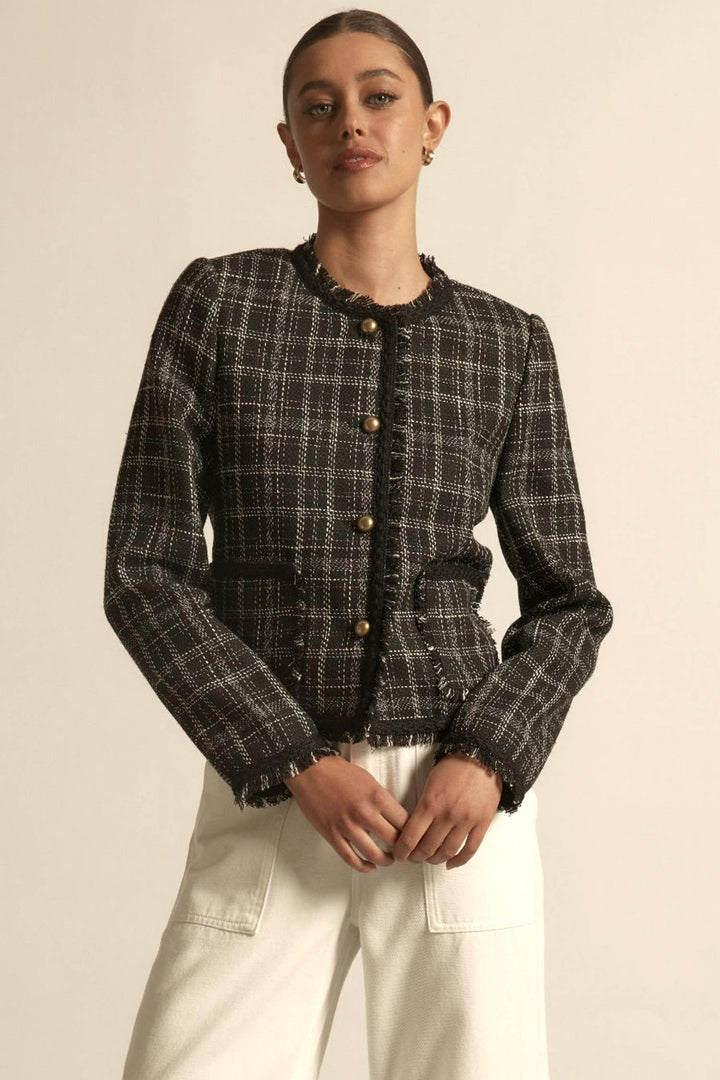 Quill Jacket in Black Porcelain Check
