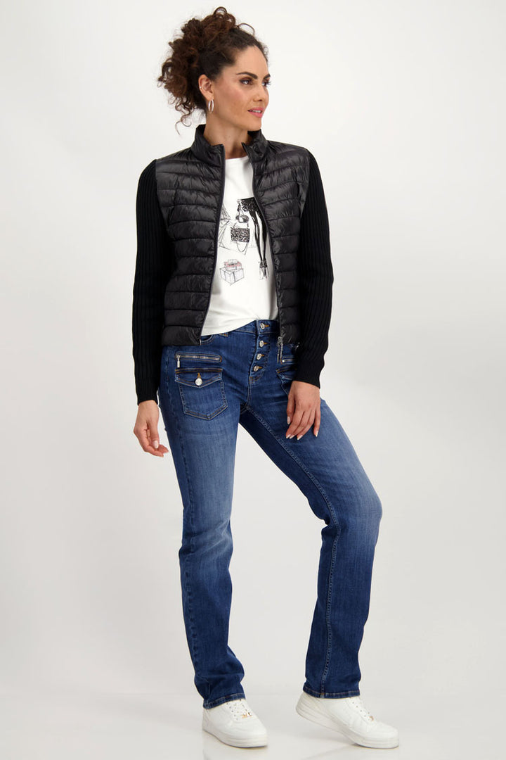 Quilted Jacket with Knit Sleeves