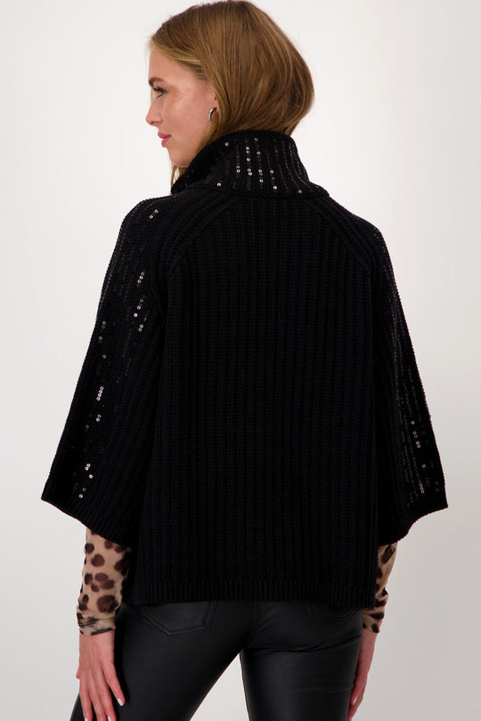 Monari Fitted Jacket With Lace Arms Black
