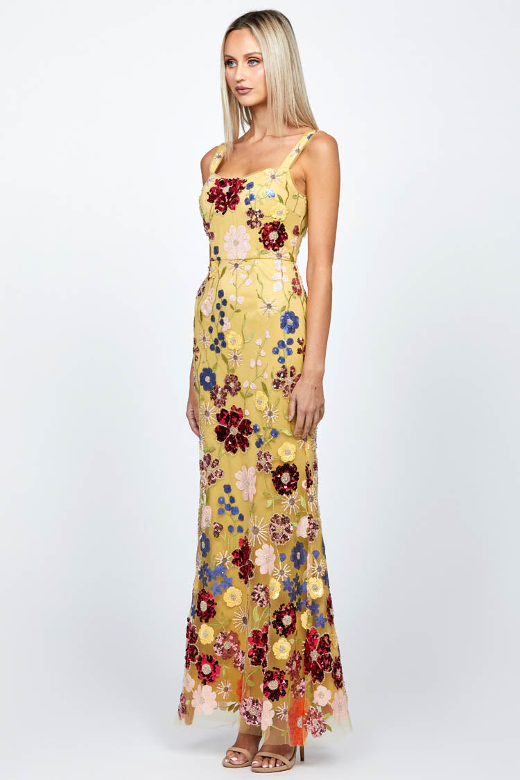 Raenne Fishtail Gown in Yellow