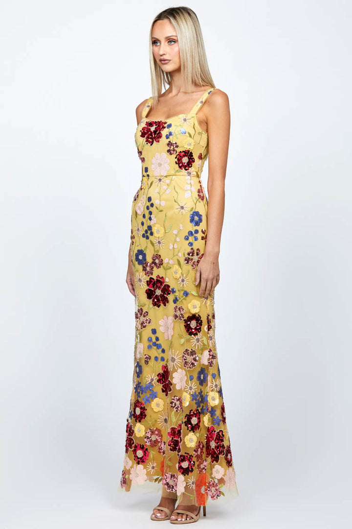 Raenne Fishtail Gown in Yellow