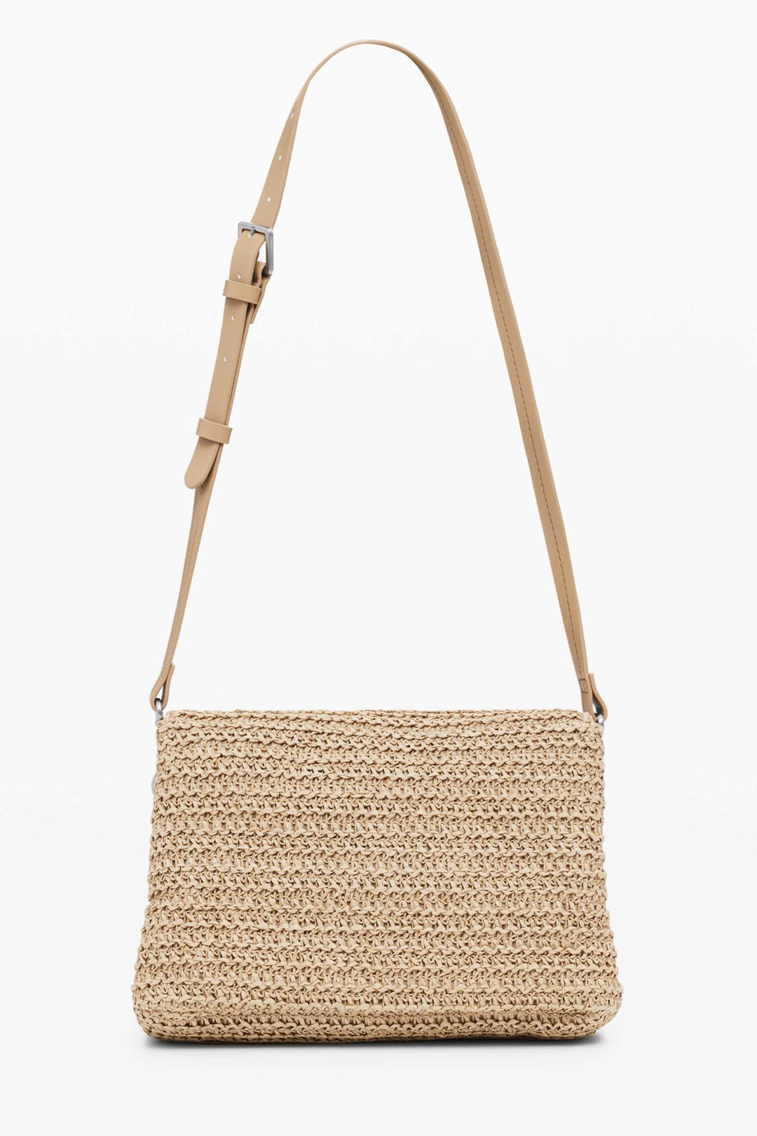 Raffia Venecia Half Logo Shoulder Bag in Natural