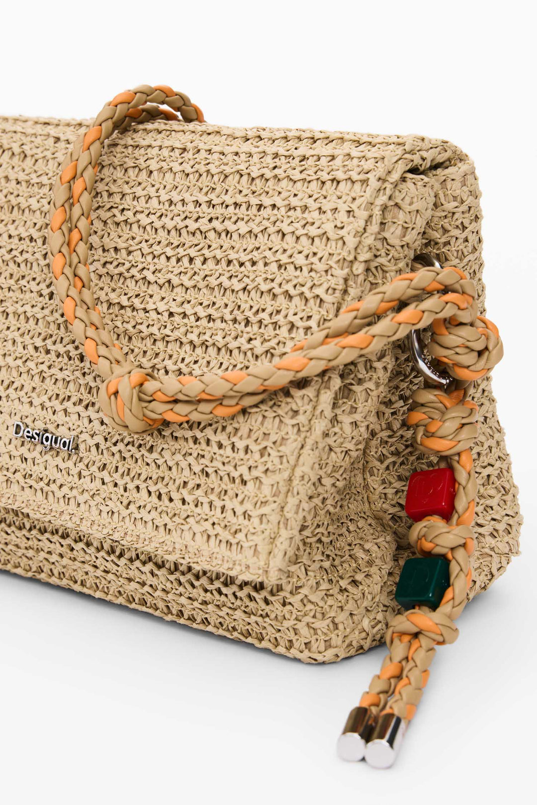 Raffia Venecia Half Logo Shoulder Bag in Natural