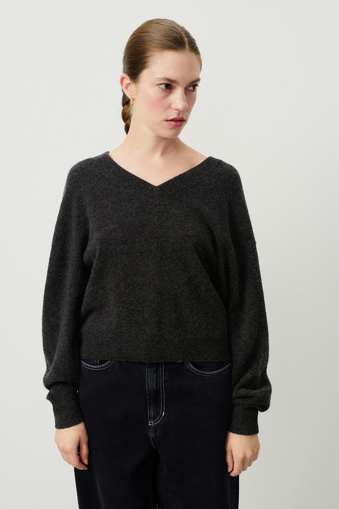 Raxow V-Neck LS Sweater in Black