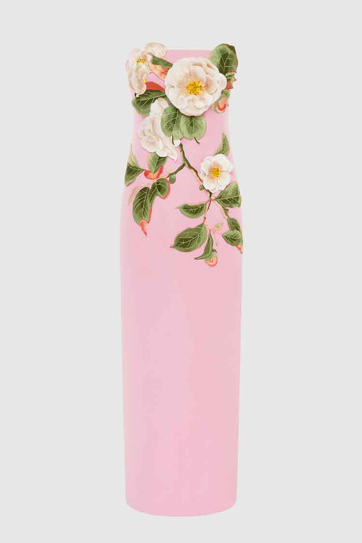 Rayna Applique Floral Bustier Maxi Dress - Camelia Print