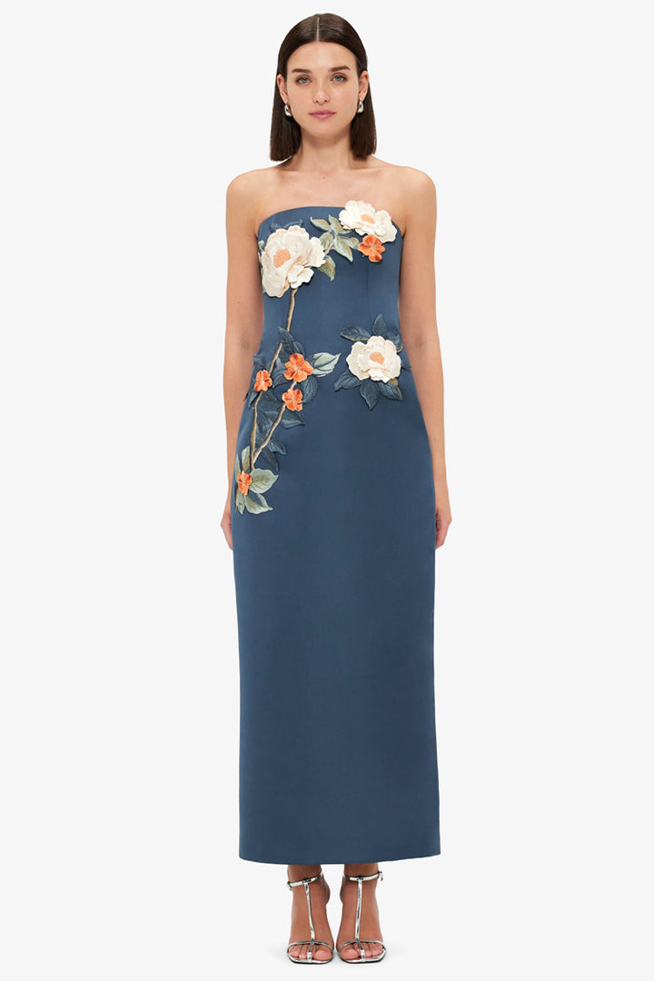 Rayna Applique Floral Bustier Maxi Dress - Pear Blossom