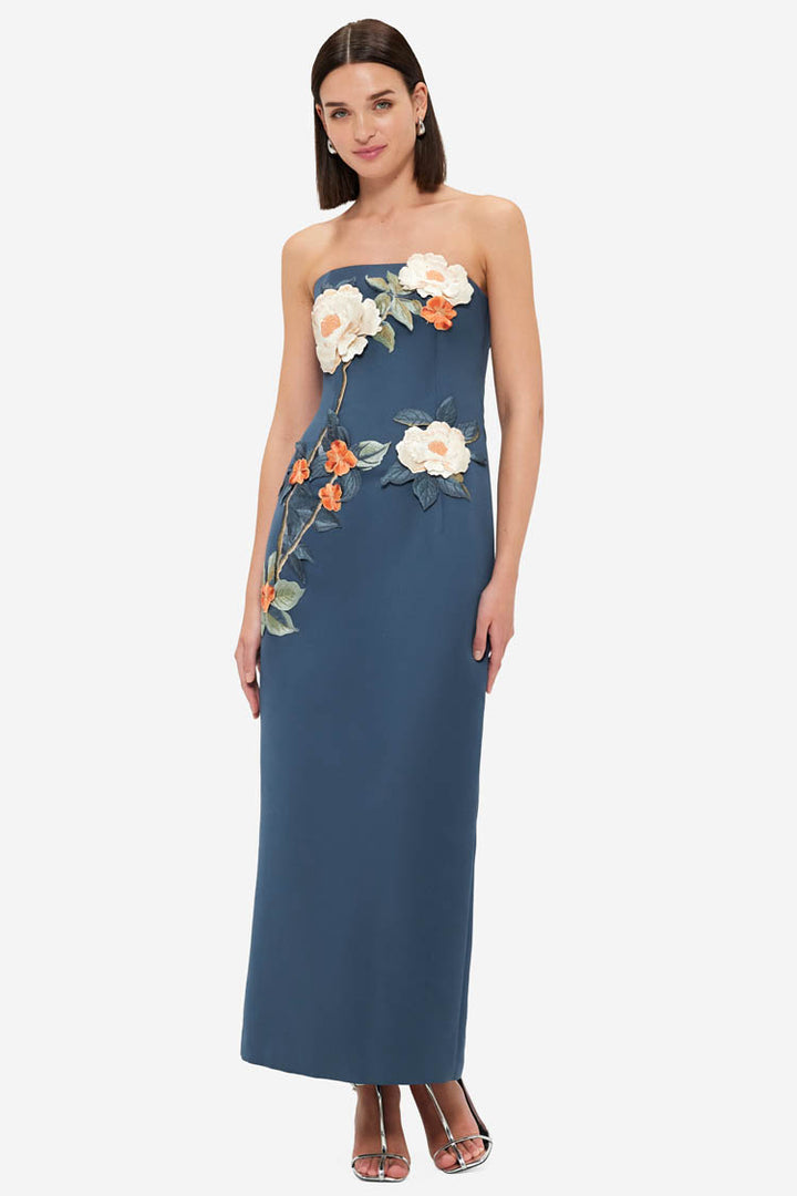 Rayna Applique Floral Bustier Maxi Dress - Pear Blossom