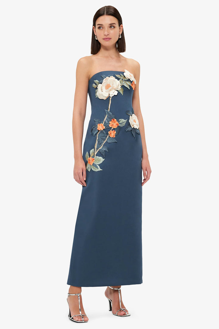 Rayna Applique Floral Bustier Maxi Dress - Pear Blossom
