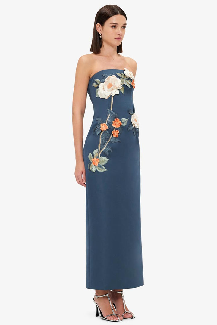Rayna Applique Floral Bustier Maxi Dress - Pear Blossom