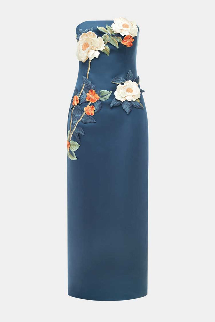 Rayna Applique Floral Bustier Maxi Dress - Pear Blossom