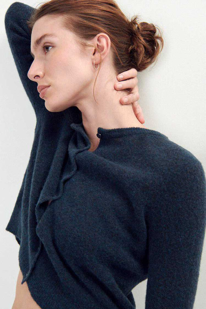 Razpark Short Cardigan in Abyss Melange