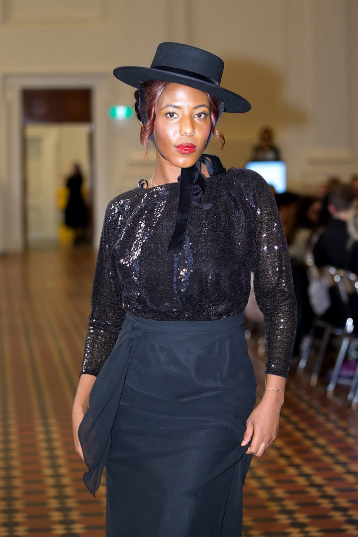 Reba Sequin Dress in Black | Georgette