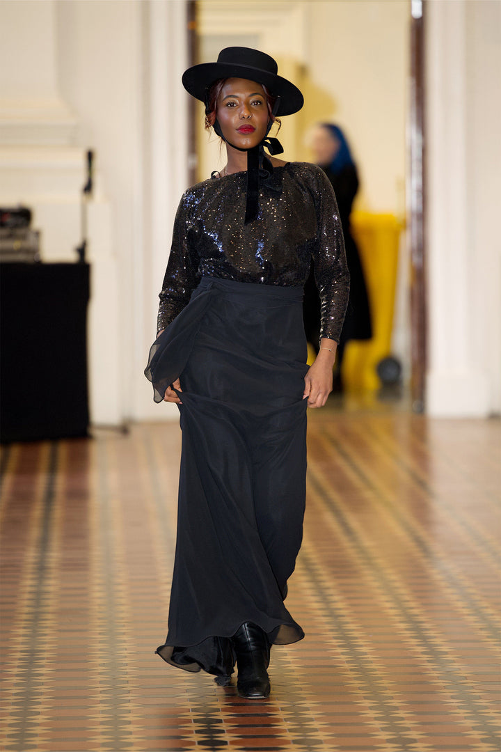 Reba Sequin Dress in Black | Georgette