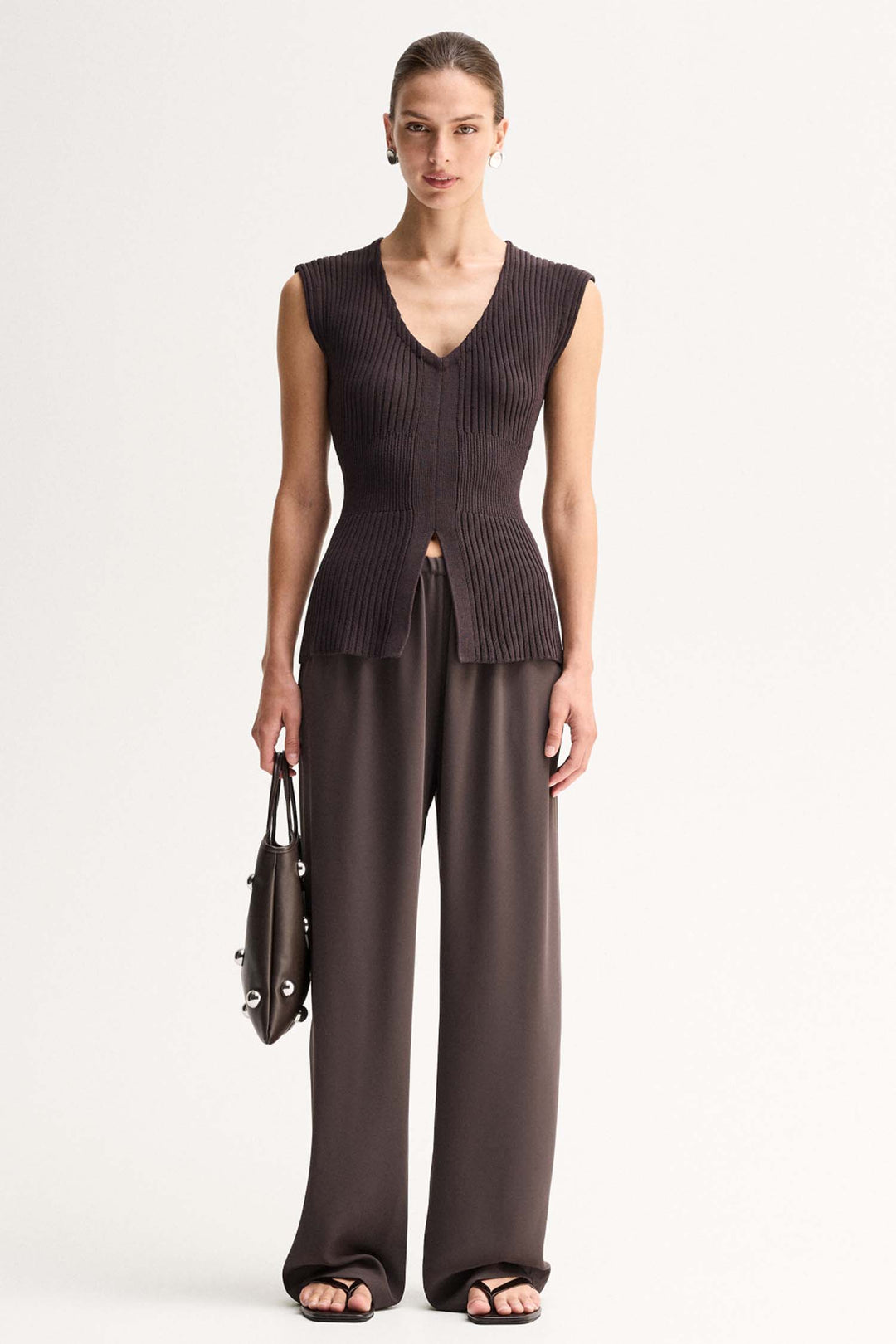 Reed Knit Top in Chocolate