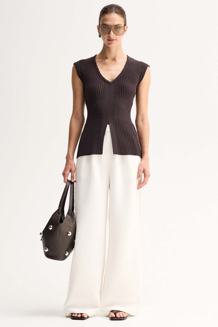 Reed Knit Top in Chocolate