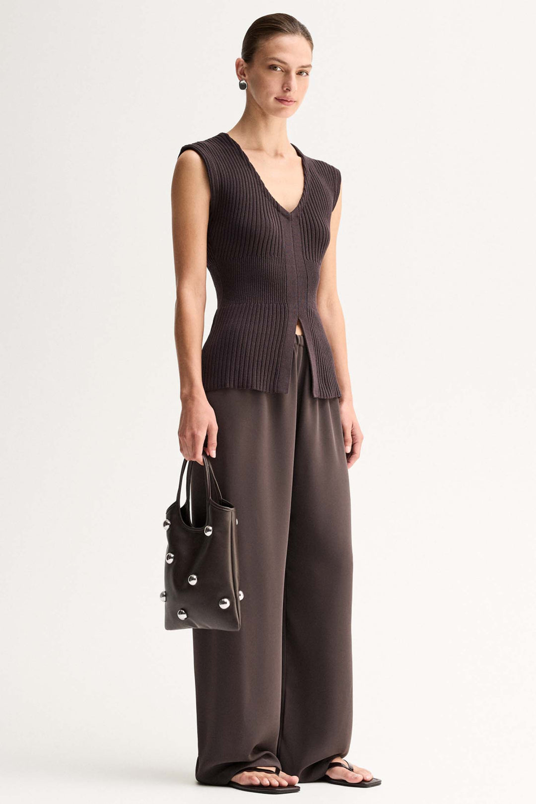 Reed Knit Top in Chocolate
