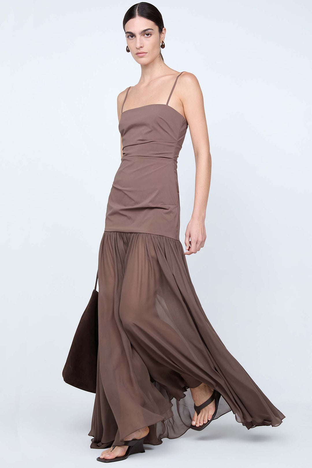 Reid Drop Waist Maxi Dress in Milk Chocolate