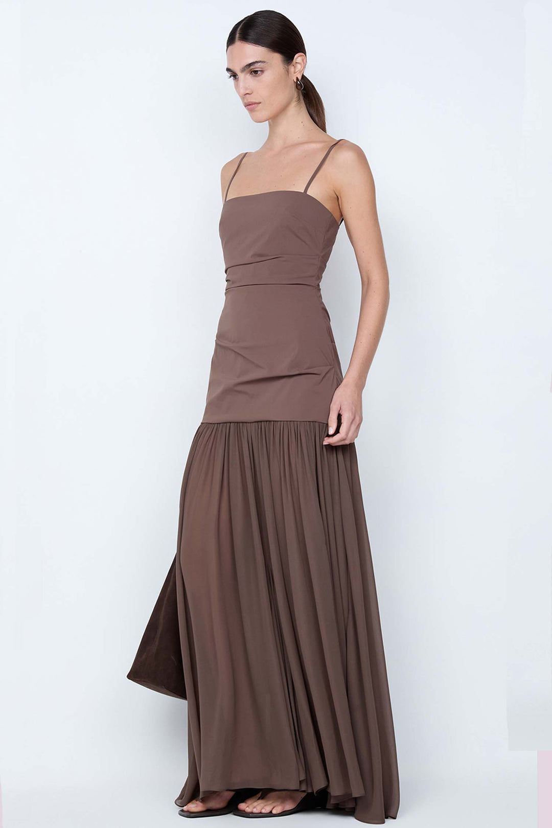 Reid Drop Waist Maxi Dress in Milk Chocolate