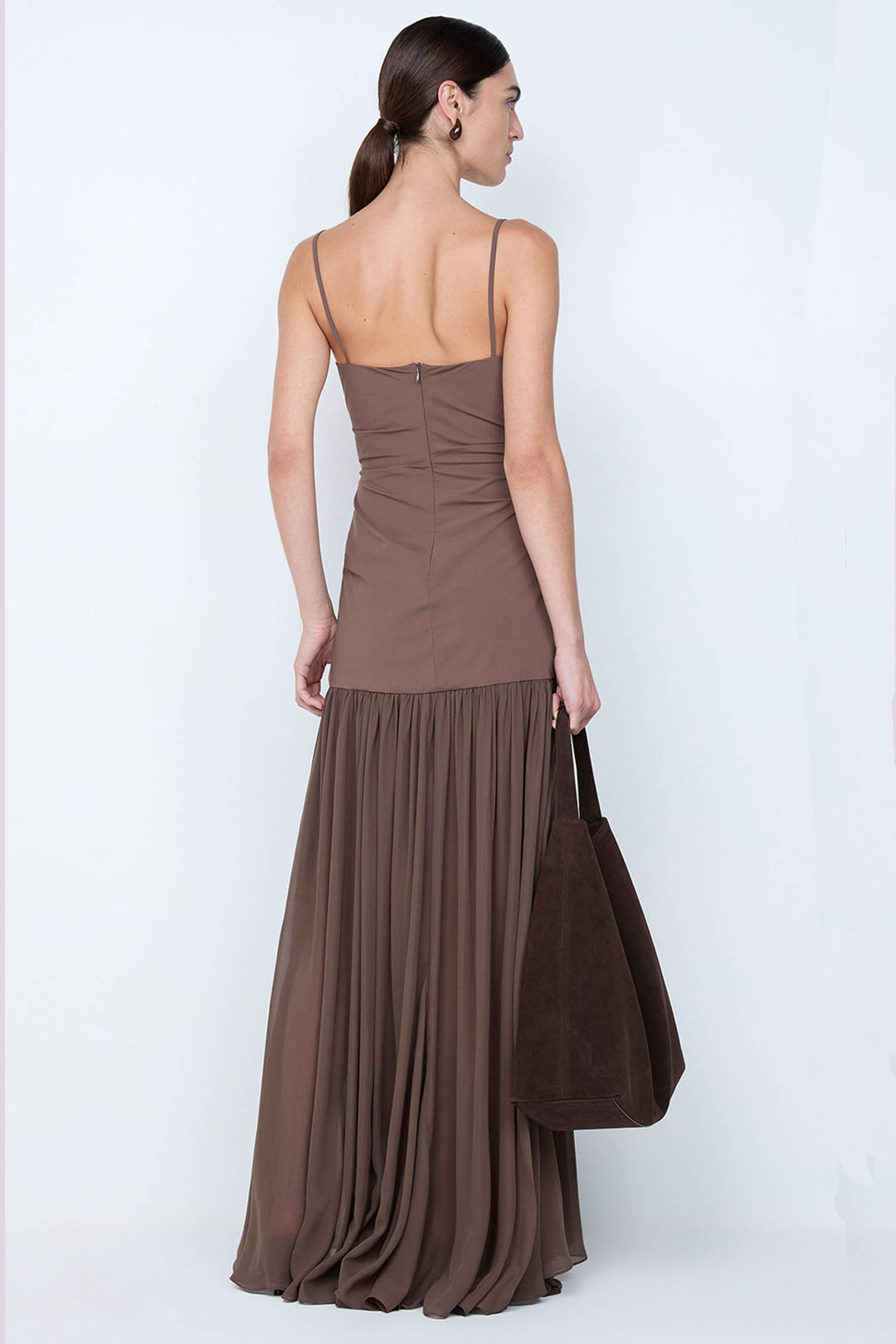 Reid Drop Waist Maxi Dress in Milk Chocolate