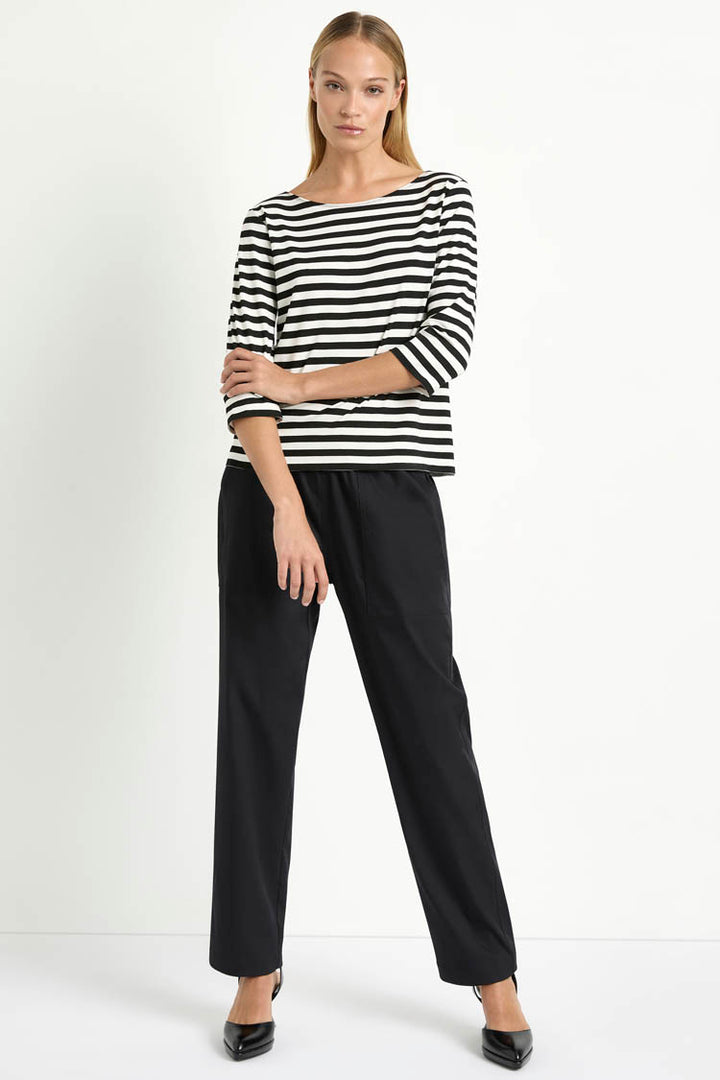 Relaxed Boat Neck in Bevel Stripe